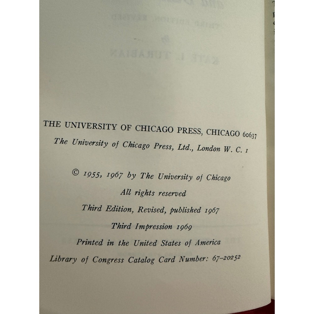 A Manual for Writers Kate L Turabian Third Edition Revised 1969 Vintage Book - Picture 3 of 4